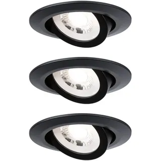 Paulmann LED-Einbaustrahler 3er Set schwarz matt schwenkbar