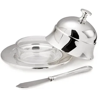 Edzard Butterdose Butterglocke, Epe, Ø 11 cm, edel versilbert, mit passendem Buttermesser 18 cm