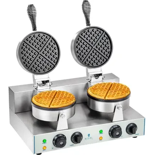 Royal Catering Waffeleisen Doppel Waffelautomat Waffeln Brüsseler Waffel Doppelwaffeleisen, Waffeleisen, Silber