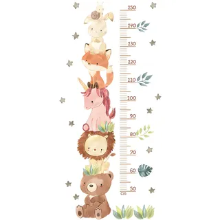 HIMKI Messlatte für Kinder - Wandtattoo Kinderzimmer - Kinder Höhe Diagramm Wandsticker Waldtiere Wandaufkleber für Kinderwachstum - Geschenke für Jungen & Mädchen - Skala misst 50-150 cm (Waldtiere)