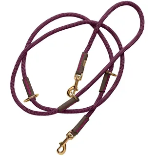 Hunter Verstellbare Hundeführleine Malia, Farbe: brombeer/Dunkelbraun, geschmeidiges Tau & Robustes Leder, 3-Fach verstellbar, leicht, strapazierfähig, moderner Look, Made in Germany, Größe: 8/200