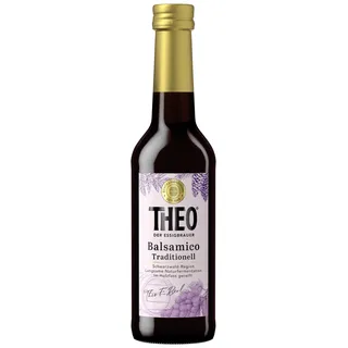 HELA - Theo Essigbrauer Balsamico Traditionell 350 ml - 4 Monate Eichenfassreife, hergestellt im Schwarzwald, ohne Zusätze, Schwefeldioxid - Ideal für Salate, Antipasti, gegrilltes Gemüse, Käseplatten