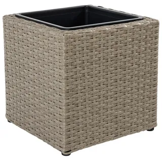 Blumentopf Rattan Optik mit Plastiktöpfen quadratisch