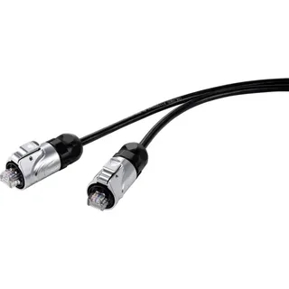 Conrad 29039c292d RJ45 Netzwerkkabel, Patchkabel CAT 5e U/UTP 10.00m Schwarz Wasserdicht 1St.