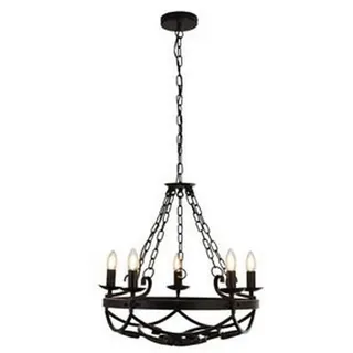 Searchlight Kronleuchter Cartwheel III, schwarz, Metall, 54x102x54 cm, Europäischer Sicherheitsstandard, Lampen / Leuchten, Innenbeleuchtung, Hängelampen, Kronleuchter