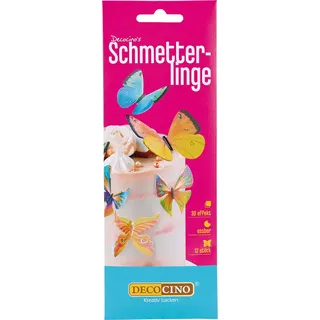 Decocino Essbare Schmetterlinge (12 verschied. Motive) – hochwertige Tortendeko aus Oblaten mit 3D-Effekt als Deko für Kuchen, Muffins, Cup-Cakes etc, 4.0 gramm, 25.0 grams
