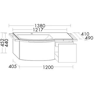 Burgbad Keramik Waschtisch-Set YSO PG2 HGL Lichtgrau Ultramatt/Schwarz Matt, SFAD121RF5751C0038 SFAD121RF5751C0038