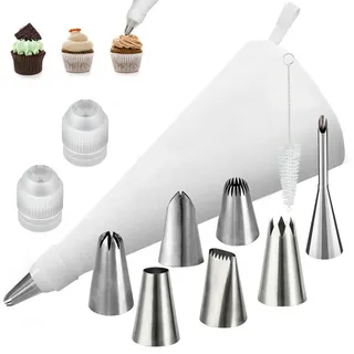luxuskollektion Spritzbeutel Set 11-teilig Baumwolle Edelstahl wiederverwendbar spülmaschinenfest
