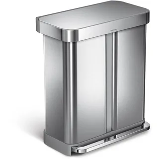 simplehuman Rechteckiger Treteimer 58 l Silber