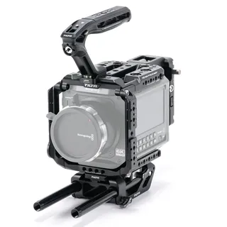 Tilta Pyxis 6K Käfig, Kamerakäfig Pro Kit Kompatibel mit Pyxis 6K/12K mit V-Mount-Akkuplatte, Oberem Griff, Grundplatte, Stangen - Schwarz ES-T21-B-V