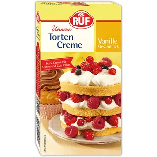 Ruf Torten-Creme mit Vanille-Geschmack, luftig lockere Creme mit feiner Vanille-Note für Torten und Cupcakes, vielseitg abwandelbar, glutenfrei, 100g