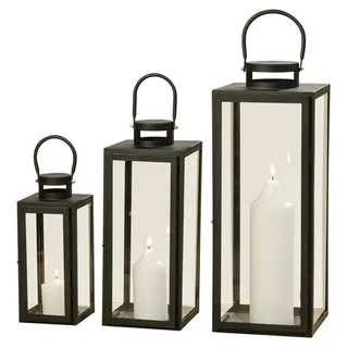 BOLTZE Kerzenlaterne Arana, 3er Set, Schwarz, aus Metall, Skandinavisches Design schwarz