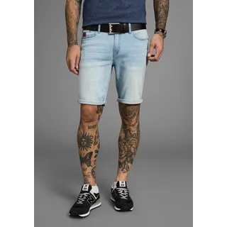 Bruno Banani Jeansshorts BRUNO BANANI "Hutch-Shorts", Herren, Gr. 38, Länge 32, light blau, Denim/Jeans, Obermaterial: 98% Baumwolle, 2% Elasthan, unifarben, normal kurz, Jeans Jeansshorts, gerade geschnittene kurze Beine, niedrige Leibhöhe