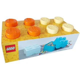 LEGO Aufbewahrungsbox stapelbar 2 x 4 Noppen (cool yellow/bright orange)