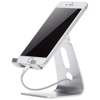 Amazon Basics Verstellbarer Handy-Ständer für iPhone und Android , 8.1 x 7.62 x 9.9 cm, Silberfarben