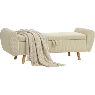 HOMCOM Sitzbank mit Stauraum Cord-Optik Bettbank 150 x 45 x 51 cm Beige