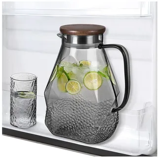 luxuskollektion Glaskaraffe 1.8L Wasserkaraffe mit Deckel Schwarz für Kühlschrank