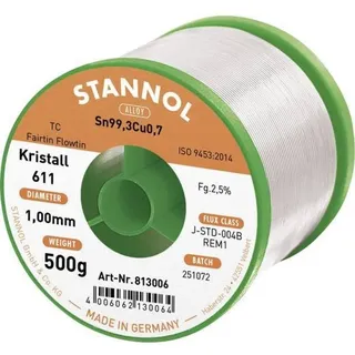 Stannol Kristall 611 Fairtin Lötzinn, bleifrei bleifrei Sn99,3Cu0,7