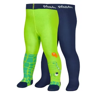 Playshoes Strumpfhose Krokodil 2 Paare Grün/Marine 122-128