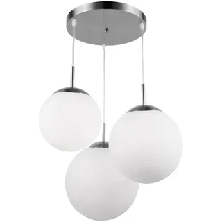GLOBO Kugelleuchte 3-flg. 51,5 cm Glas weiß nickel matt