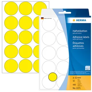 Herma Klebepunkte 2271 gelb Ø 32,0 mm, 480 St.