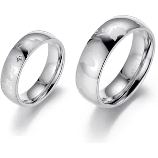 FIRETTI Partnerring FIRETTI "Schmuck Geschenk "LIEBE" Earth" Gr. 66, silber (edelstahlfarben), Fingerringe, Damen, 66, ohne Zirkonia, Edelstahl, 7mm, mit oder ohne Zirkonia (synth.)