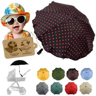 BambiniWelt by Rafael K. Kinderwagen-Sonnenschutzhülle Sonnenschirm Sonnenschutz für Kinderwagen Buggy Jogger universal UV50+, UV 50+ Schutz bunt|rot|schwarz