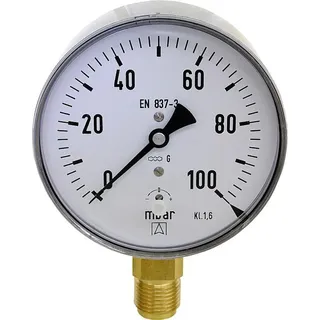 Afriso Kapselfedermanometer Gas 0 - 400 mbar Anschluss: R 1/2" Anschlussart: radial nach unten Gehäuse: Edelstahl