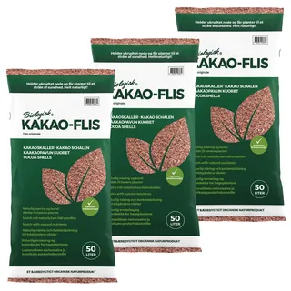 Floragard Kakaoschalen-Mulch 150 L (3×50 L) – natürliches Mulchmaterial & Rindenmulch-Alternative für Pflanzflächen, Stauden- & Gehölzbeete, Rosenbeete & Wege – unterdrückt Unkrautwuchs