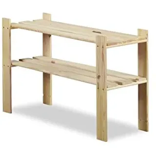 MODO24 Holzregal, 2 Regalböden, Küchenregal, Standregal, Kellerregal, Lagerregal, Bücherregal, Wandregal, Büroregal, für Wohnzimmer, Küche, Keller, Garage, Abmessungen 50x80x28 cm, Farbe: Naturholz