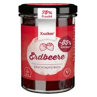 Xucker Fruchtaufstrich Erdbeere, mit Xylit, 75% Frucht, ohne Zuckerzusatz, 220g