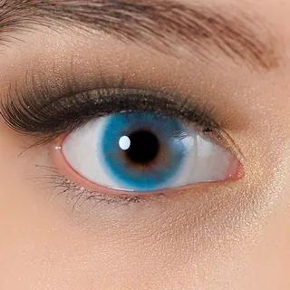 Kontaktlinsen farbig ohne Stärke blau farbige Jahreslinsen weiche Linsen soft Hydrogel 2 Stück Farblinsen + Linsenbehälter 0.0 Dioptrien natürliche Farben Serie Ocean Azul (blau intensiv)