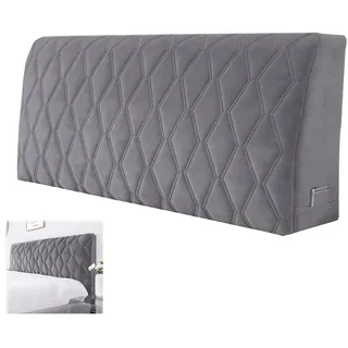 TUWENA Betthusse Bettkopfteil Hussen mit Taschen, Dehnbare Bett Kopfteil Bezug, Staubdichte Kopfteilbezug, Verdickt All-Inclusive Kopfteil Husse 200 cm