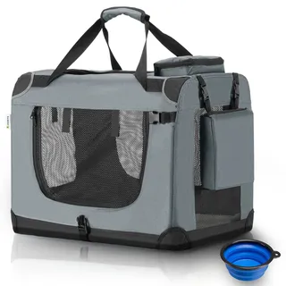 Juskys Hundetransportbox M faltbar 42 x 60 x 44 cm Grau