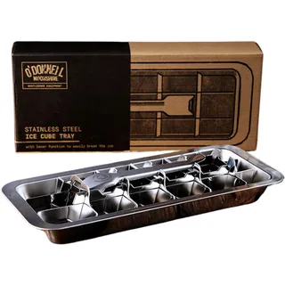 Edelstahl Eiswürfelform im Vintage Look - mit praktischer Hebelfunktion (18 Ice Cubes) Ideal für Bar, Drinks oder Cocktail Zubehör- Massive Eiswürfel Form von O’Donnell Moonshine