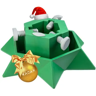 Kadax Weihnachtsbaumständer mit Wasserbehälter, Stabiler Christbaumständer aus robustem Kunststoff für Bäume, moderner Tannenbaumständer, Verschiedene Großen, grün (Baumhöhe bis 2m)