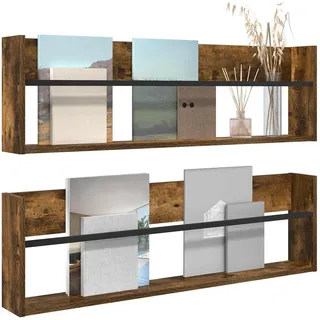vidaXL Magazinregal mit Regal 2 Stk Räuchereiche 100 x 12 x 30 cm