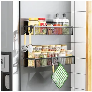 Aufworld Magnetisches Gewürzregal für Kühlschrank 2er Pack Bewegliche Haken