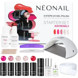 NÉONAIL Starter Set ADORABLE - LED UV Lampe 21W/48 - UV Nagellack - Maniküre Set - Top - Starterset mit Lampe - Sets - Nagellack Set - Farben - Base - Manicure - Nagelset