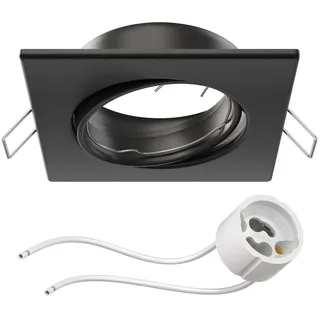 ledscom.de Deckeneinbaurahmen RIR Einbaurahmen schwarz matt eckig schwenkbar (LED/Halogen/GU10/MR16/PAR16/50mm) inkl. GU10 Fassung