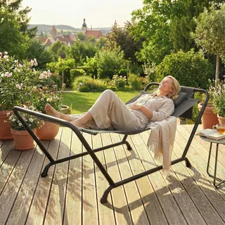 Outsunny Hängematte mit Gestell 237 x 90 cm Stabhängematte mit Seitentasche