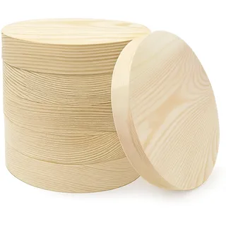 6er-Set Holzscheiben Rund 15×2 cm aus Kiefernholz, Naturbelassene Baumscheiben Blanko, Runde Holzuntersetzer & Holzplatten für Basteln, Gravur, Brandmalerei & Deko