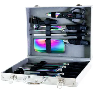 Pradel Excellence - PCOT001004 Messerkoffer, 12-teilig, Edelstahlklingen, Titanbeschichtung, Griffe aus Polypropylen, Soft-Touch, Besteck, 1,99 kg