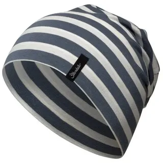 Sterntaler OCS Beanie Streifen graublau, Größe 47 – Lässige Slouch Beanie Mütze aus Singlejersey mit maritimen Streifen – Unisex Kopfbedeckung – variabel tragbar – Übergangsmütze Baby & Kind - 47