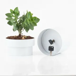 Relaxdays Blumentopf Safe 13 x 12,5 cm Weiß