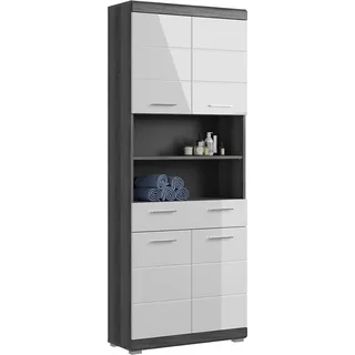 xonox.home Scout Hochschrank 74 x 191 x 31 cm Weiß/Rauchsilber Kunststoff
