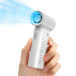 JISULIFE Tragbarer Handventilator, Turbo-Power [12 Stunden Maximale], 5-Gang-Wind, 3600 mAh wiederaufladbar, Mini-Taschendesign, persönlicher Ventilator für Reisen, Konzerte, Make-up – Grau