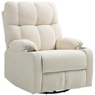 Homcom Relaxsessel Textil 96 x 108 x 88 cm Beige drehbar mit Liegefunktion