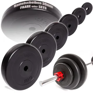 C.P. Sports Hantelscheiben 1 Paar Hantelscheibe 30mm Hantelscheibe, Bumper Plates 0,5 KG – 15 KG je Paar (1,25 KG Paar)