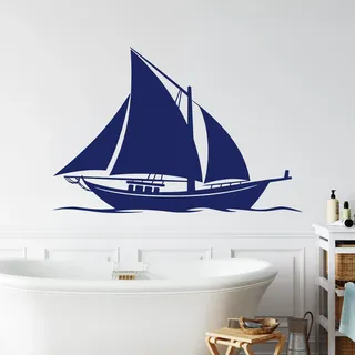 GRAZDesign Maritime Wandtattoo Segeln Segelschiff groß Wandaufkleber für Badezimmer, Flur, Wohnzimmer - 45x30cm / königsblau